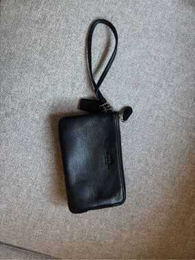 Coach Black Pebbled Leather Wristlet Clutch